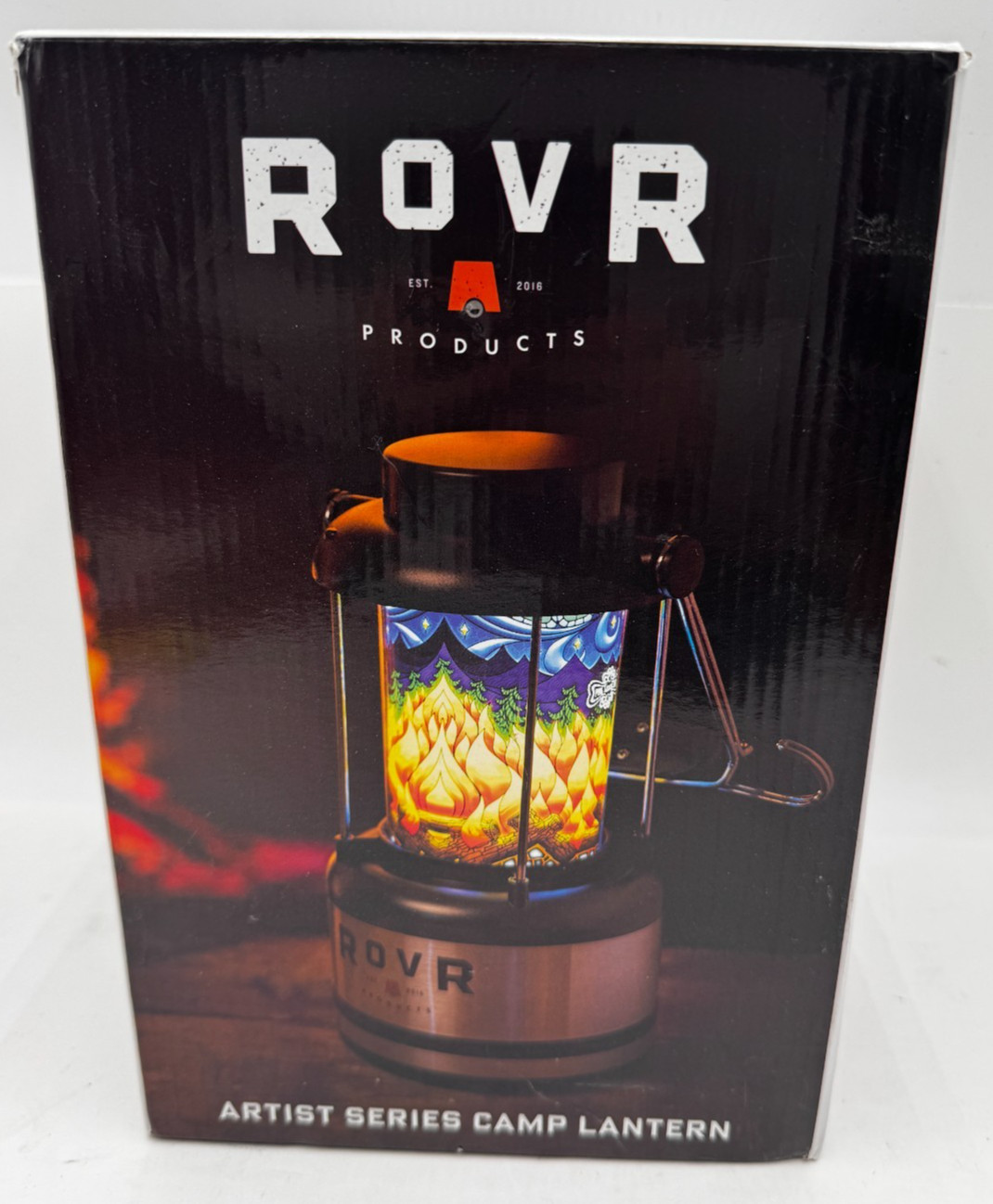 RovR Artist Series Campfire LED Electric Camp Lantern Tabletop Mount Dim/Bright