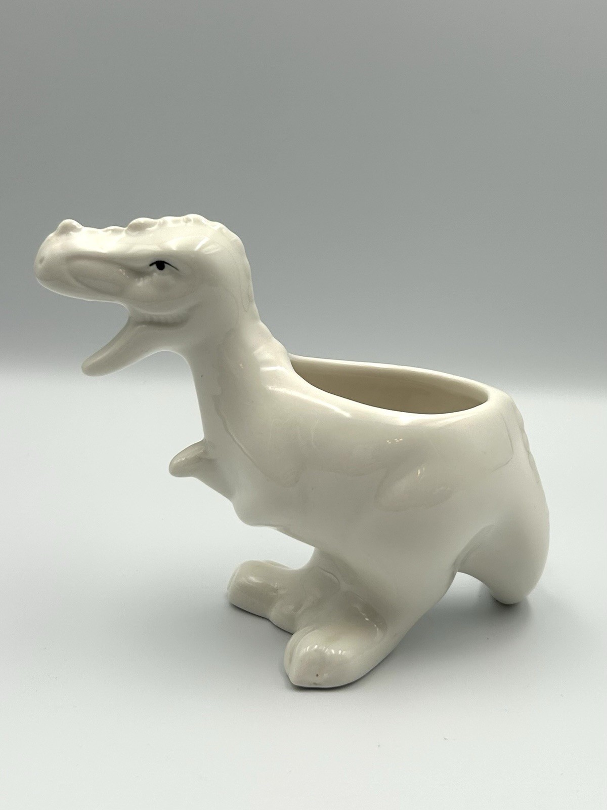 Small Dinosaur T-Rex Succulent Planter White Ceramic