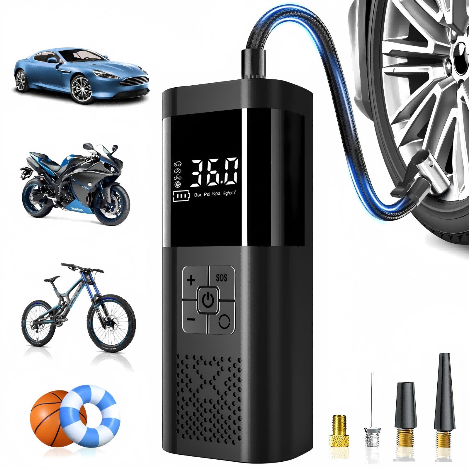 Portable 150PSI Tire Inflator Cordless Digital Air Pump Auto Shut-Off for Car