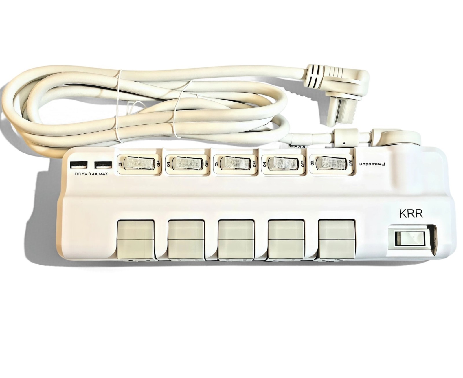 6ft Power Strip 2 USB 5 Outlet 90° Swivel Rotate Socket Individual Switch Surge