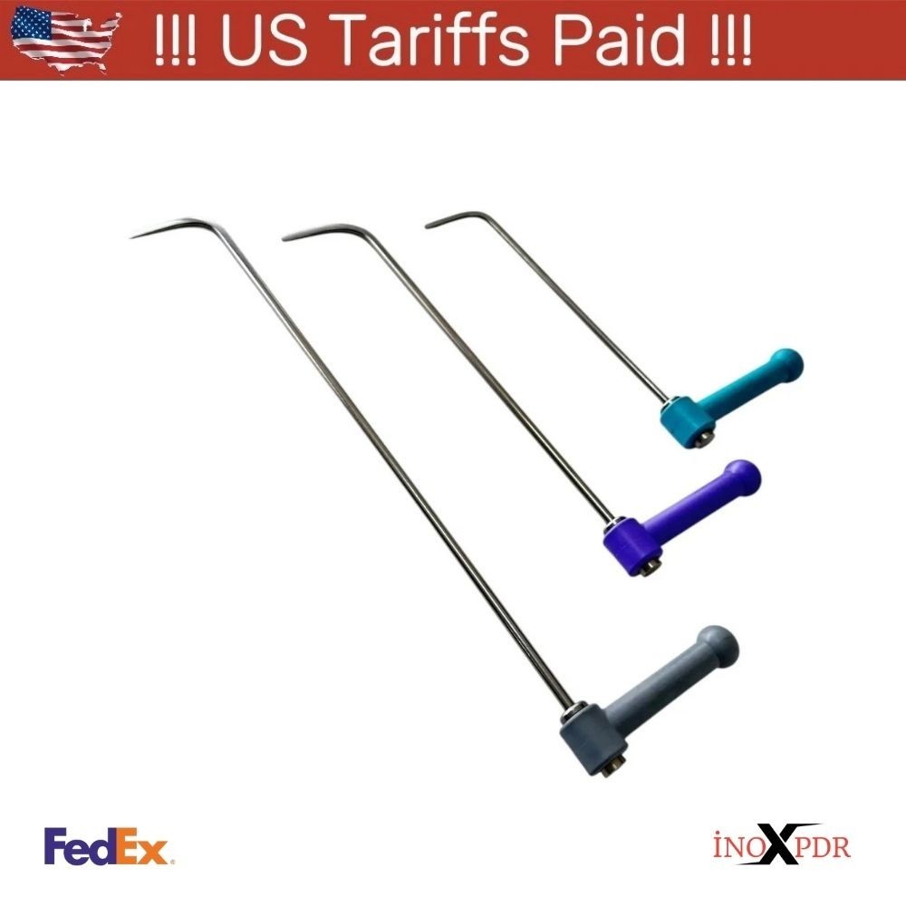Universal PDR INOX 3-Piece 360° Rotating Paintless Dent Repair Rod Set –