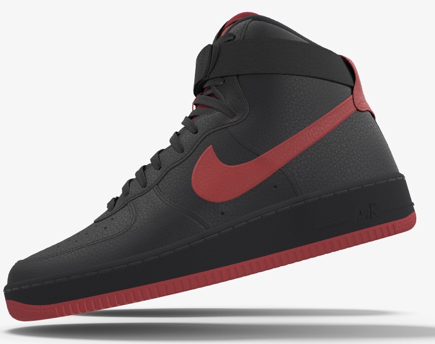 Nike Air Force 1 High Leather Black Red Swoosh All Sizes New Classic Boot