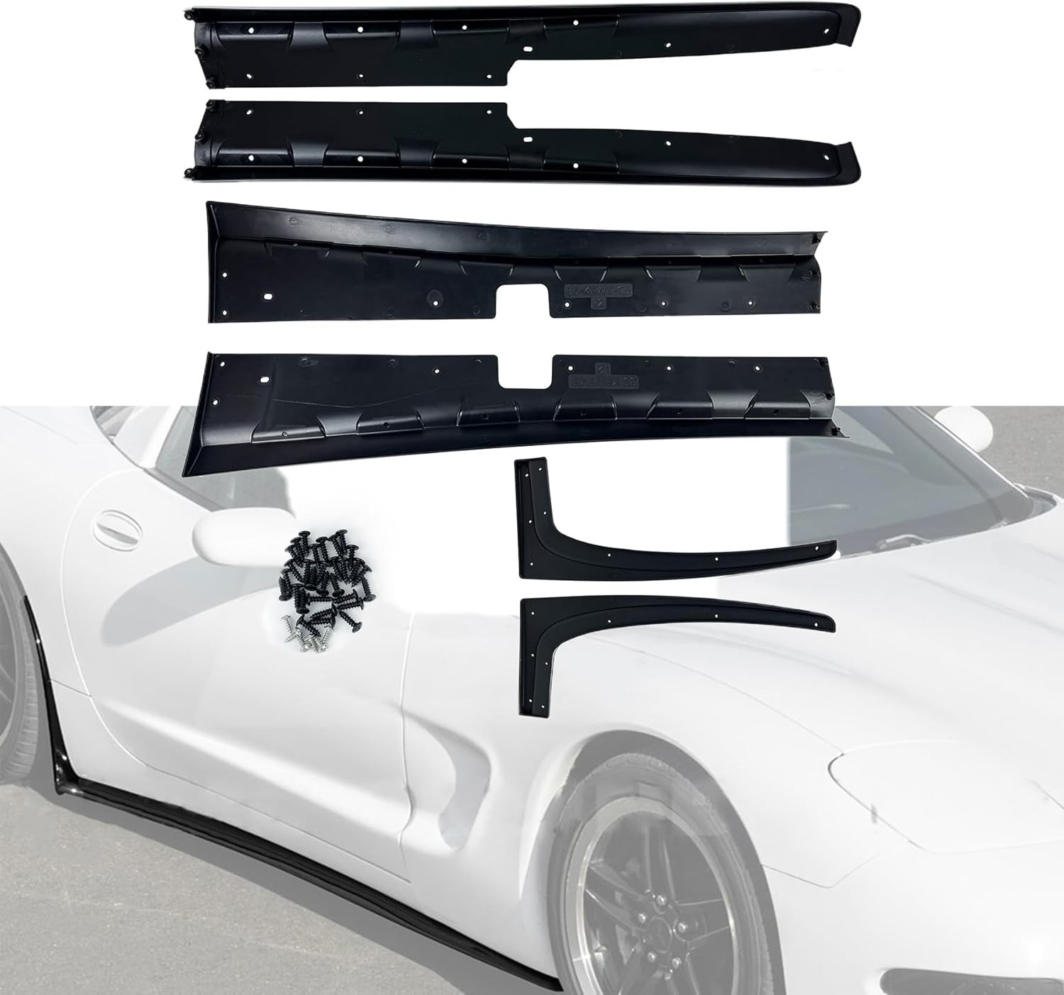 For 97-04 Chevrolet Corvette C5 ZR1 Style Side Skirts Rocker Panel Glossy Black