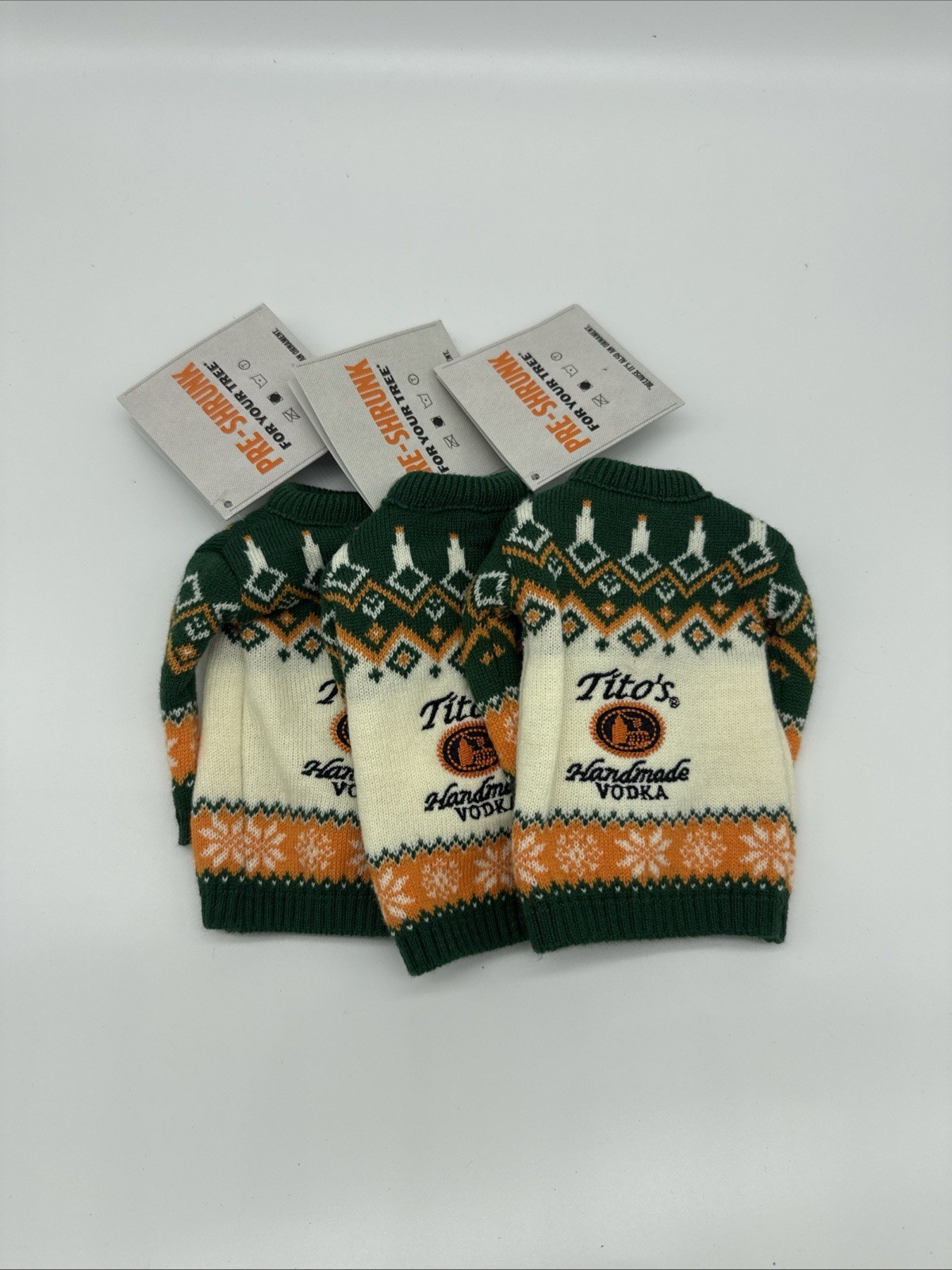 Tito's Vodka bottle Sweaters Also Ornament Distillery Theme Green Orange White