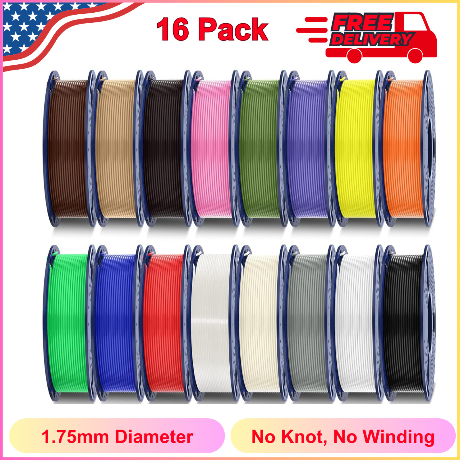 PLA Plus Filament 16 Color Bundle Multicolor - PLA+ 3D Printer Filament 1.75mm