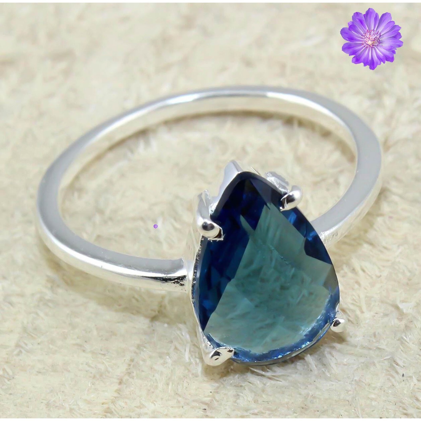 London Blue Toapz Gemstone 925 Sterling Silver Handmade Jewelry Ring Gift For