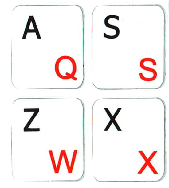 FRENCH AZERTY- ENGLISH US KEYBOARD STICKER NON TRANSPARENT WHITE
