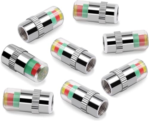 8Pcs Tire Valve Stem Caps, 2.4Bar 35PSI Car Tire Pressure Monitor Valve Stem