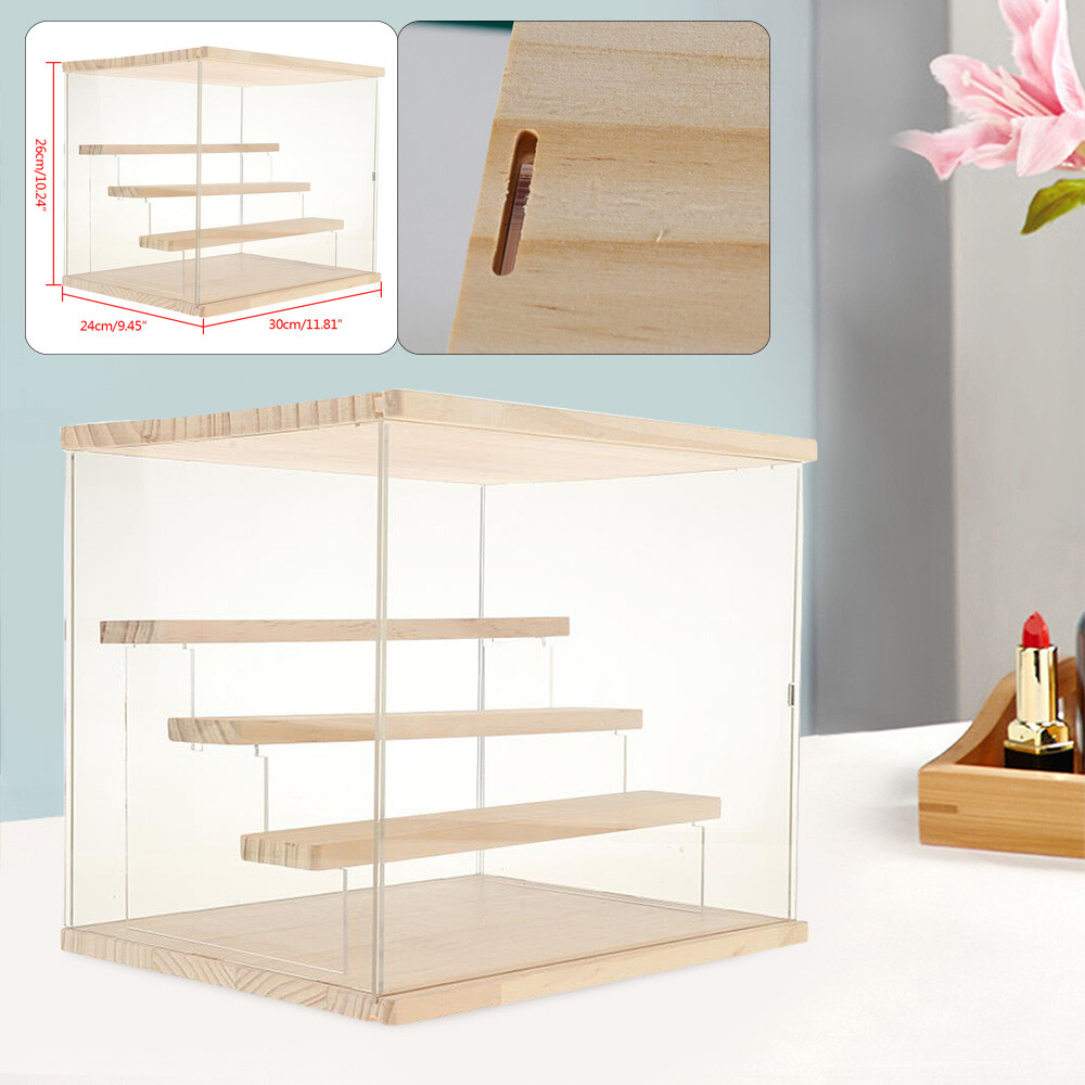 4-Layer Showcase Storage Box Dust-proof Stairs Acrylic Display Case Clear Box