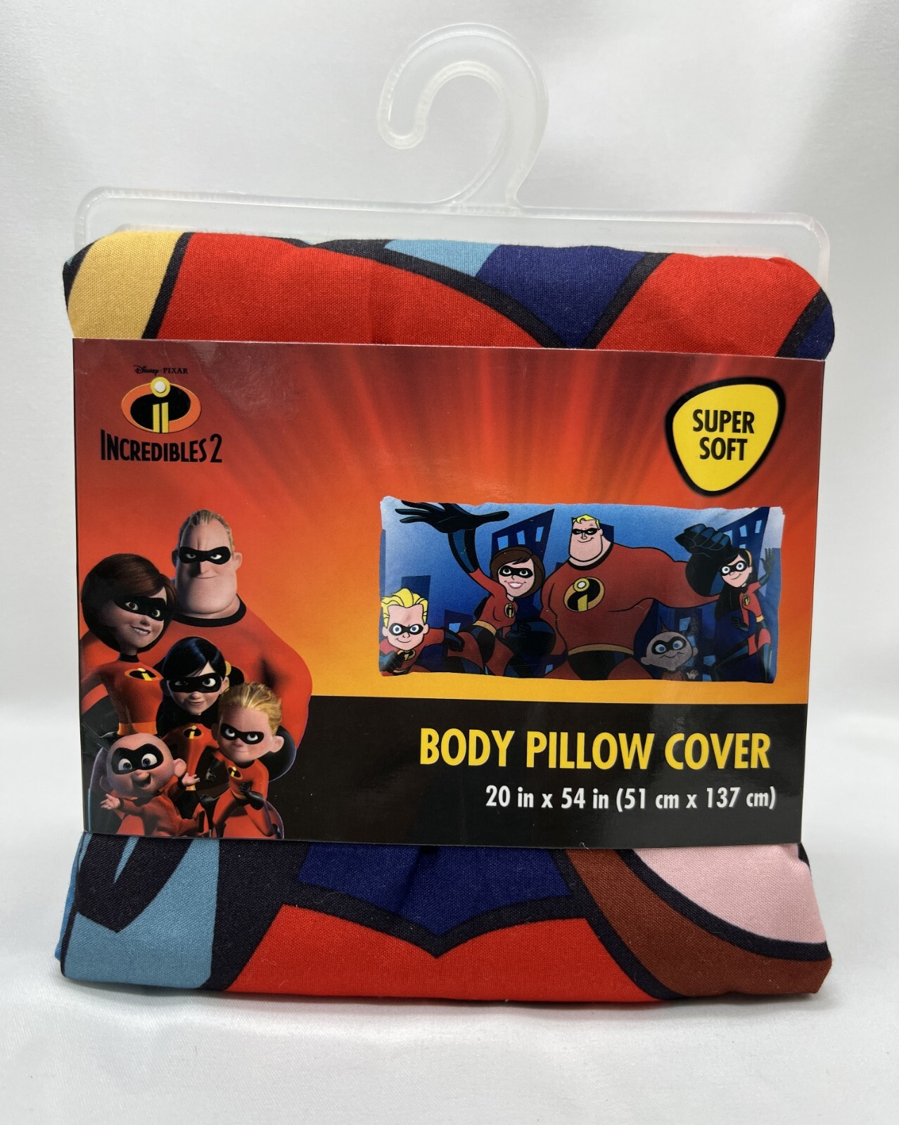 Disney Pixar - Incredibles 2 - Soft Body Pillow Case Cover 20in x 54in - New