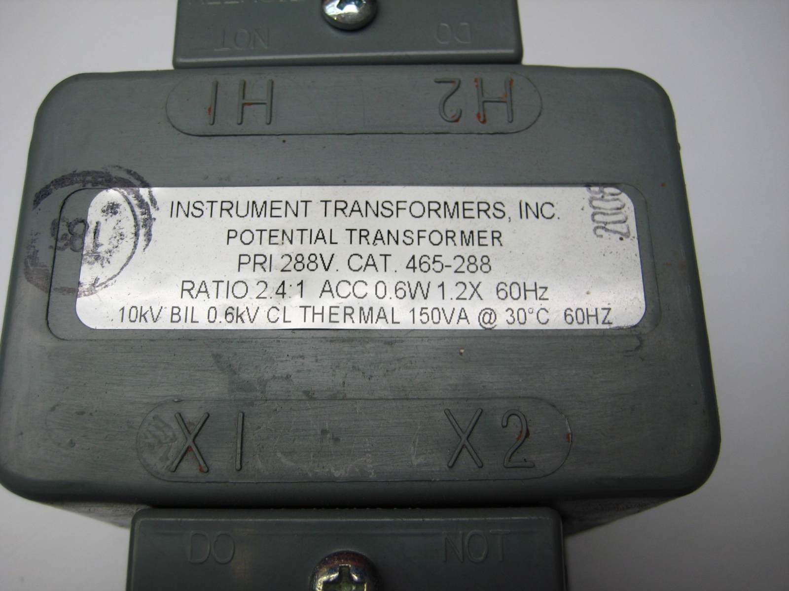 INSTRUMENT TRANSFORMER 465-288 TRANSFORMER UNMP