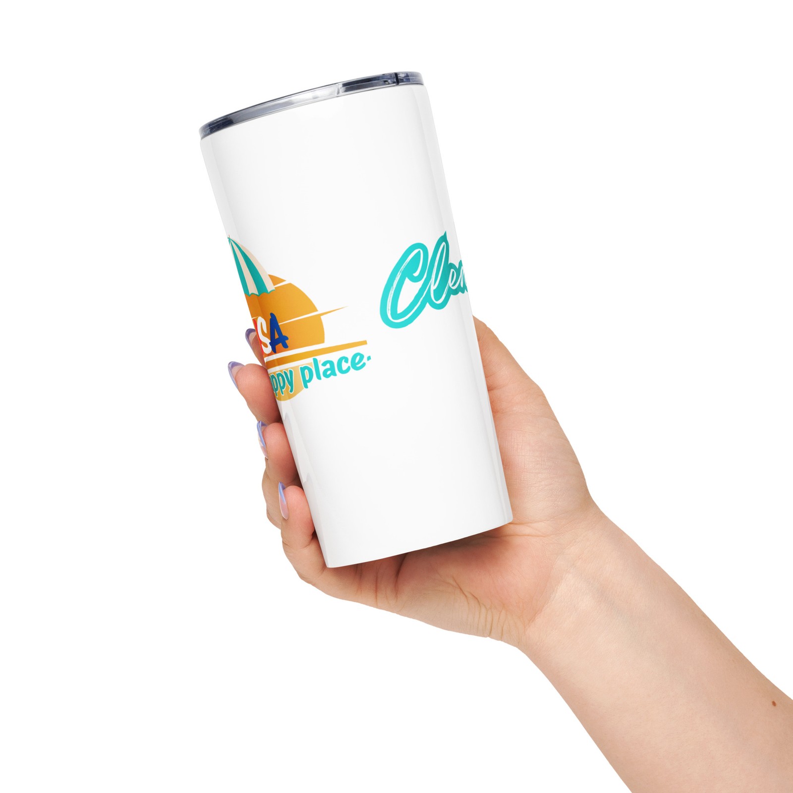 "Its Just Water" Clearwater Beach USA Tapered stainless steel tumbler