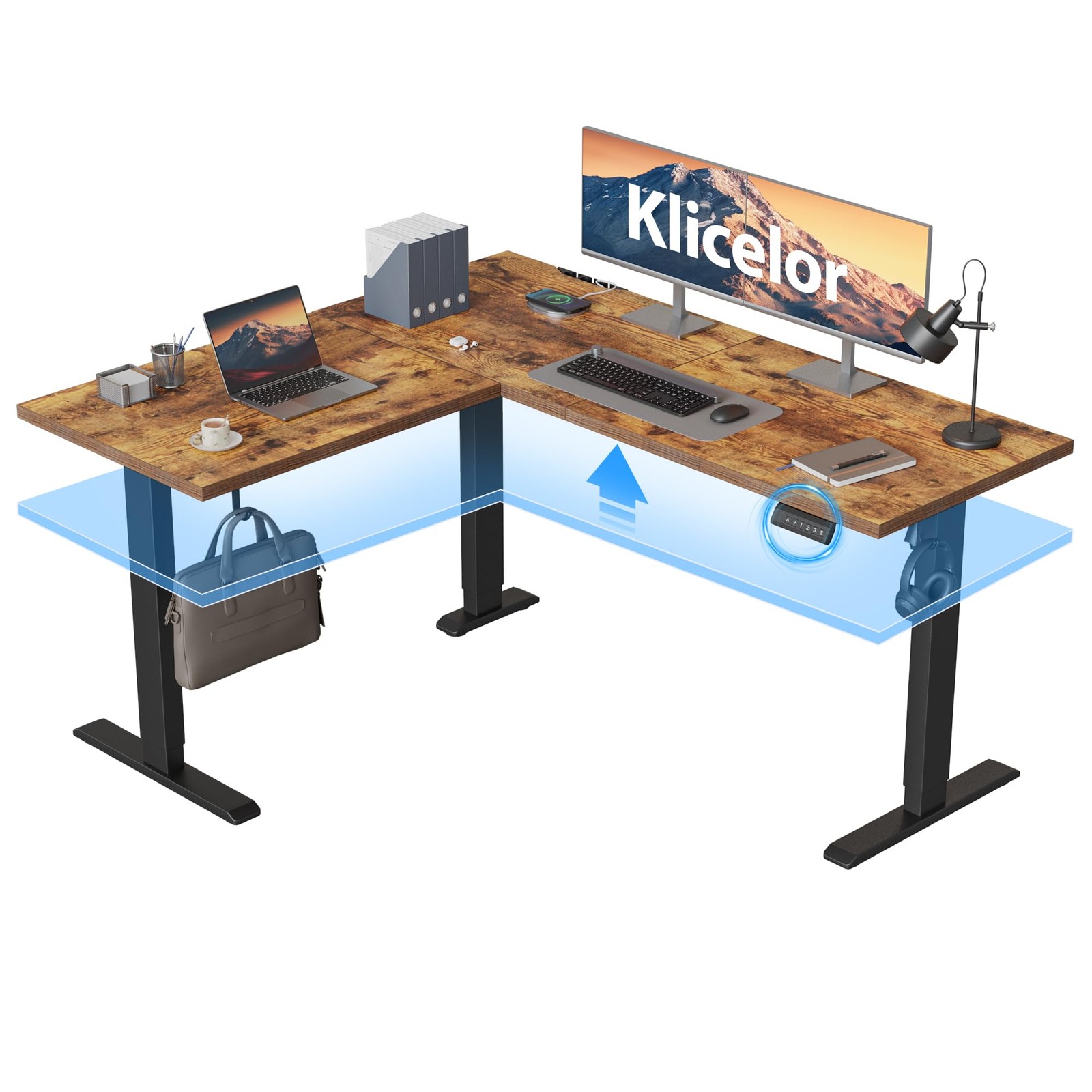 L Shaped Standing Desk 59 x 48 Inch, Electric Height Adjustable Corner Desk f...