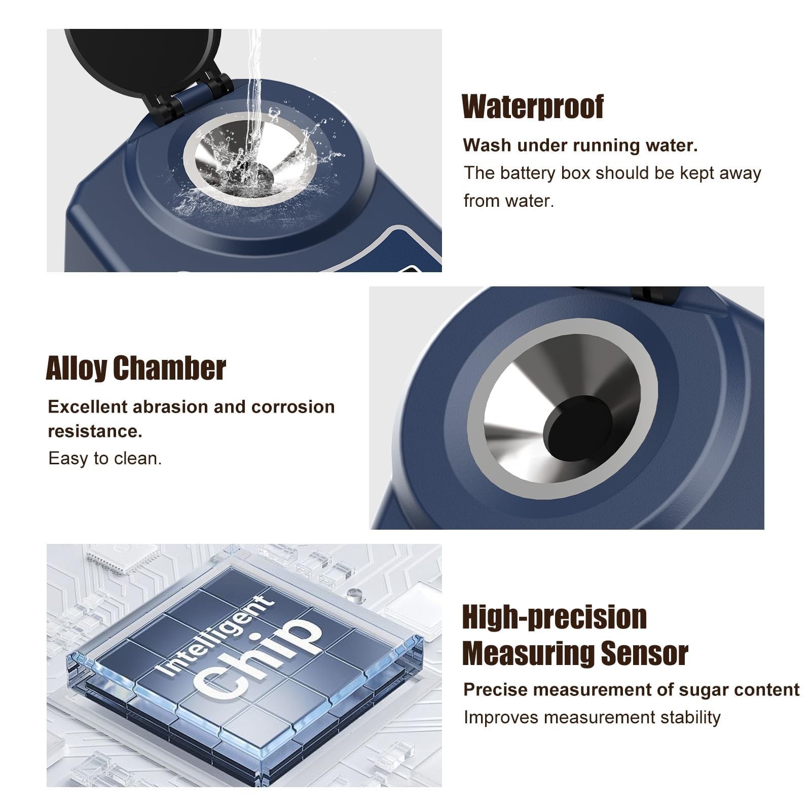 Digital Brix Refractometer 0-55% Range Meter ±0.5 Brix/1℃ Accuracy with Case