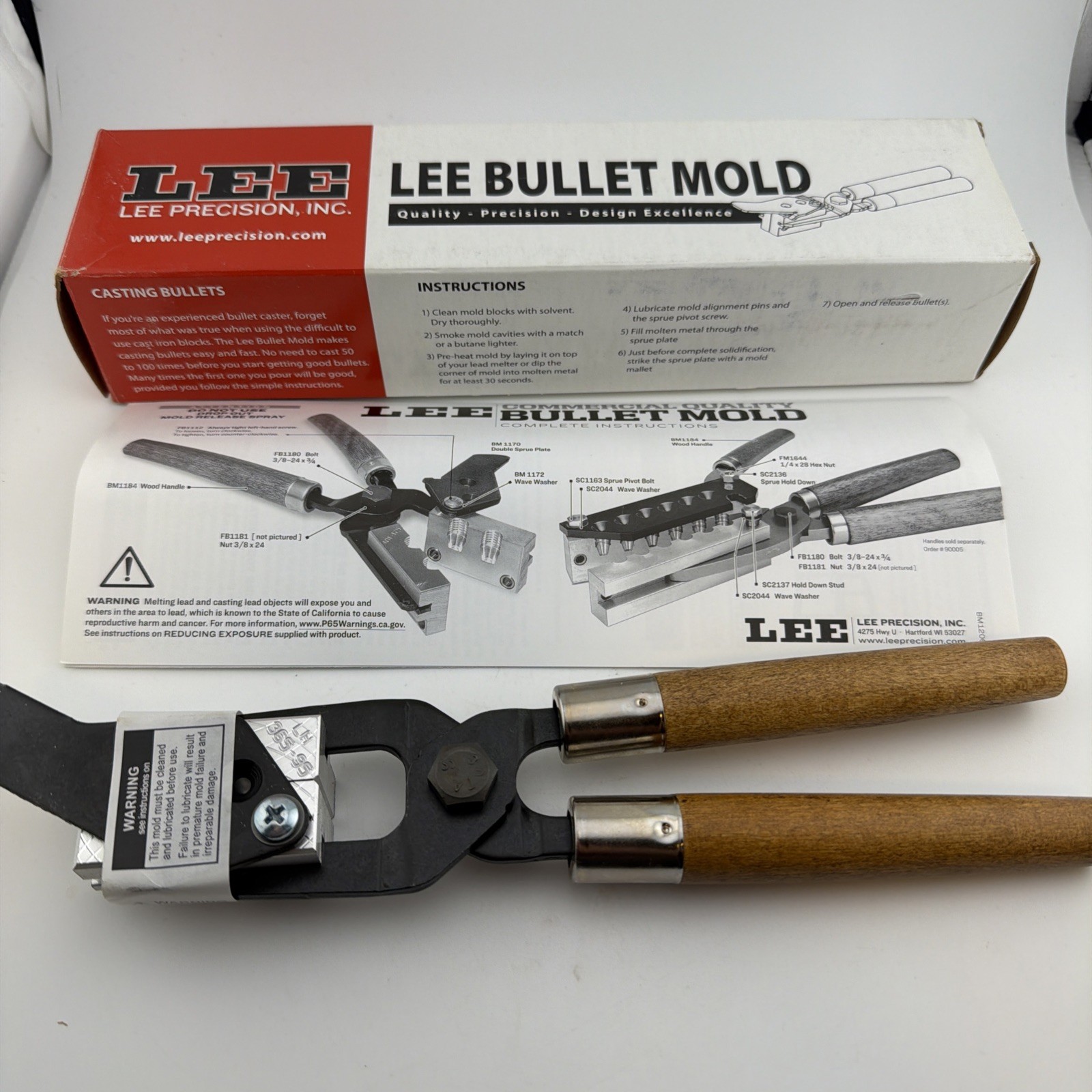 Lee Precision Double Cavity Bullet Mold 365-95-1R Diameter .365 Weight 95 Gr