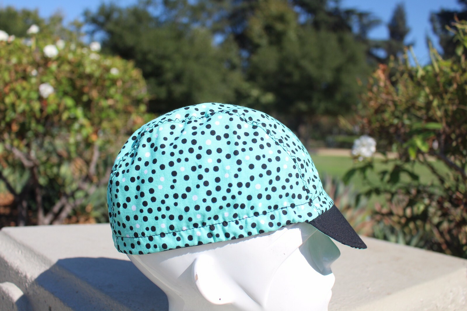 CYCLING CAP BLACK DOTS HANDMADE IN USA S M L