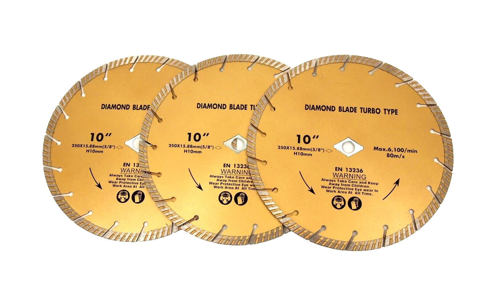 Lot of (3) 10" Diamond Saw Blade Turbo Dry/Wet 5/8" - 7/8" Granite Tile Stone