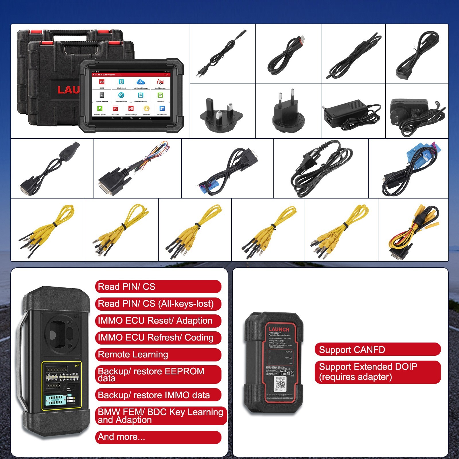 LAUNCH X431 IMMO ELITE PLUS PAD VII Car Diagnostic Tool Key Programming Scanner