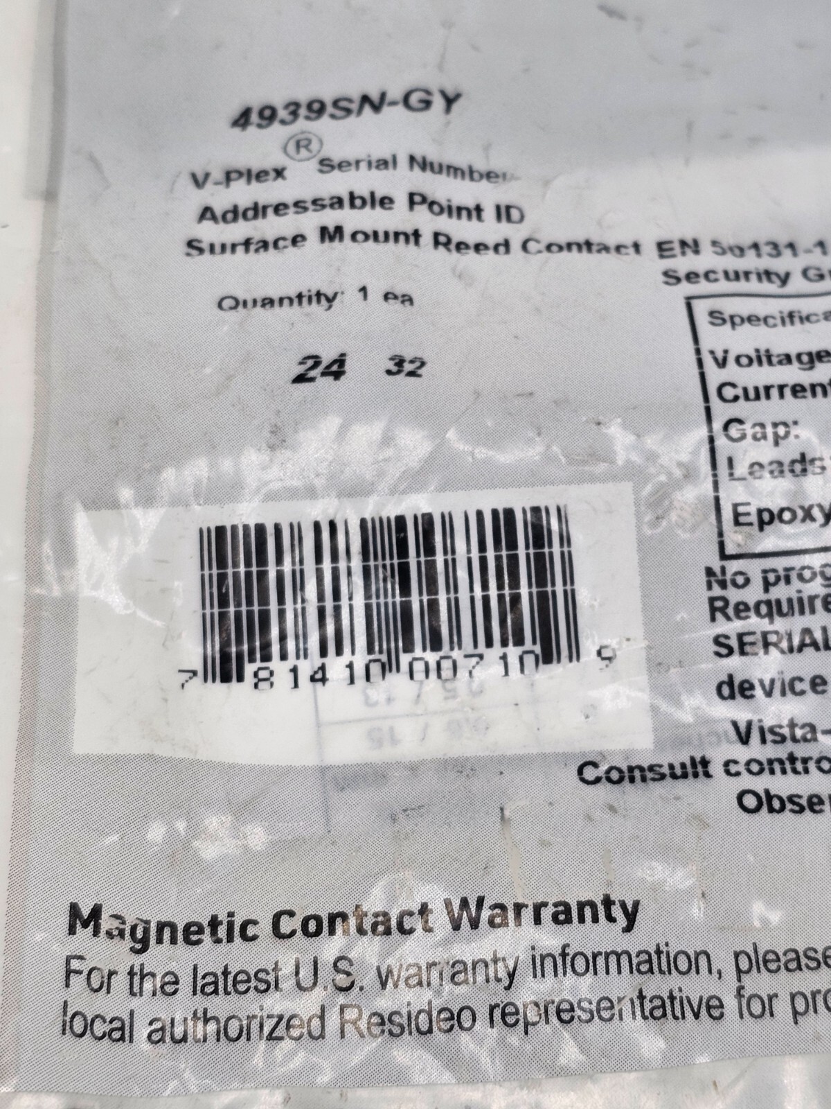 Resideo 4939SN-GY Honeywell Home V-Plex Surface Mount Contact With Cover Grey