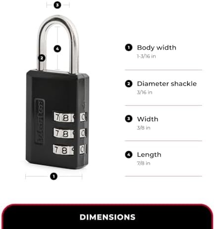 Master Lock Black Combination Padlock, Indoor Gym Locker Lock with Customizable