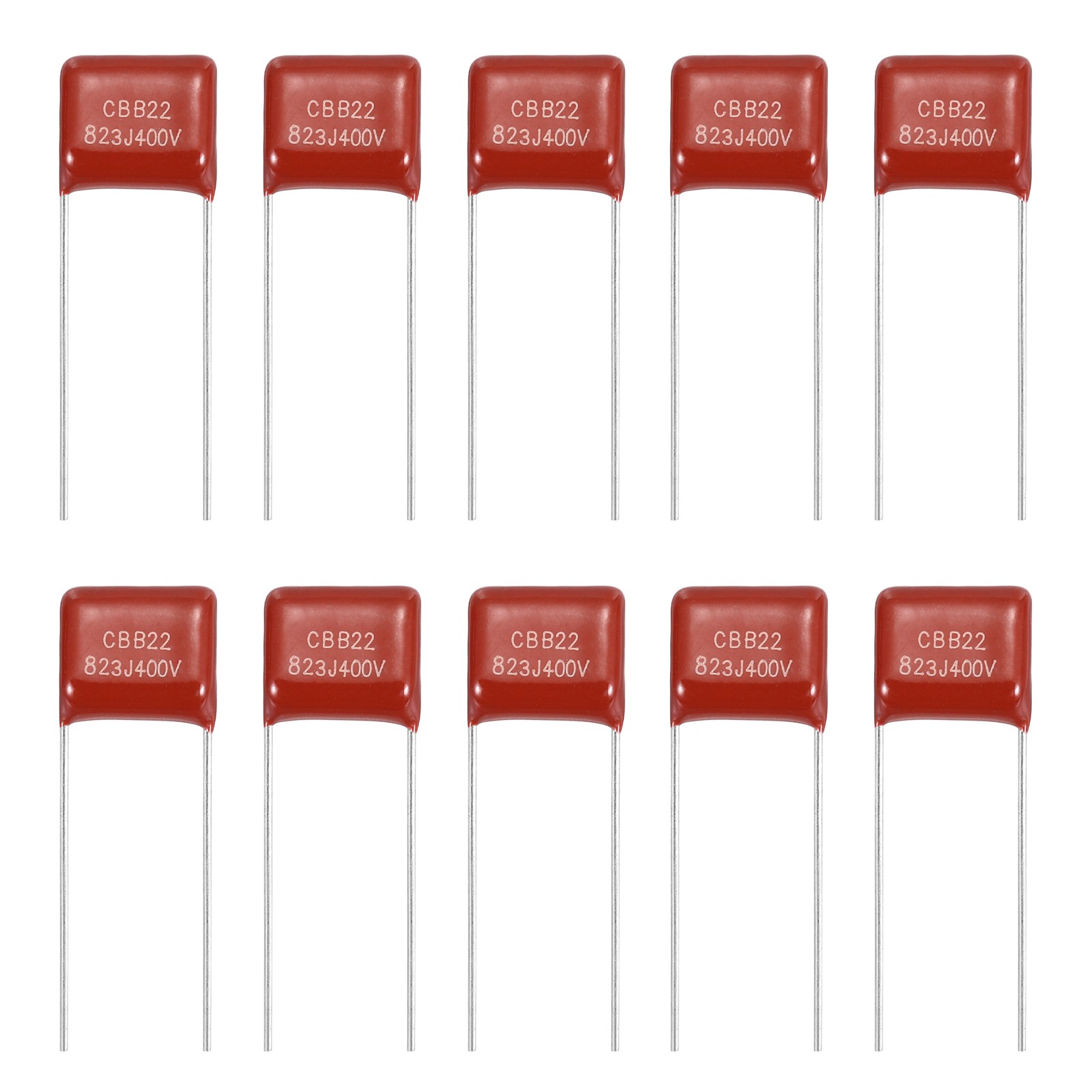 20Pcs CBB22 400V 823J 0.082UF Metallized Polypropylene Film Capacitors, Red