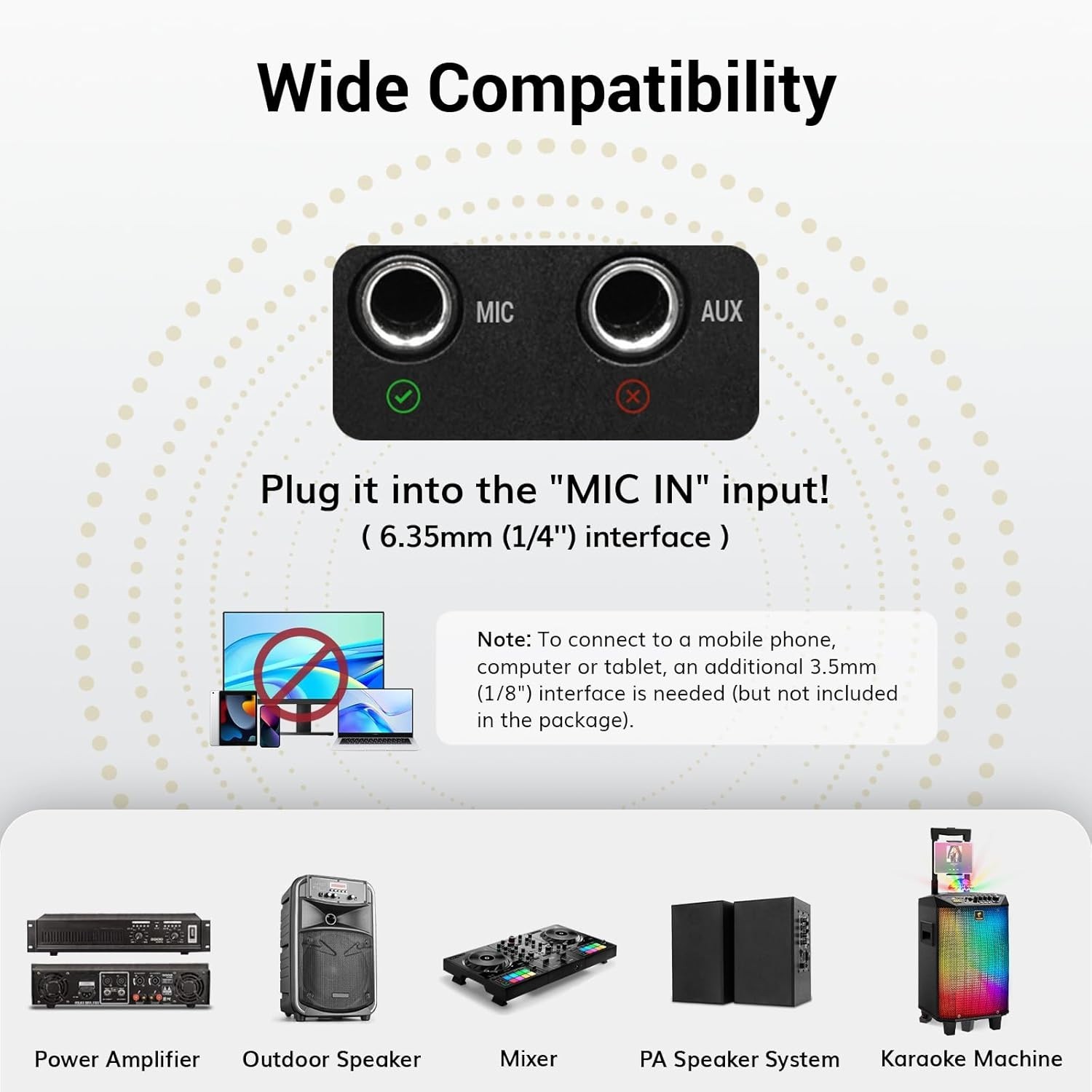 Wireless Microphone System - 4 Handheld Mics, 200ft Range for Karaoke Events