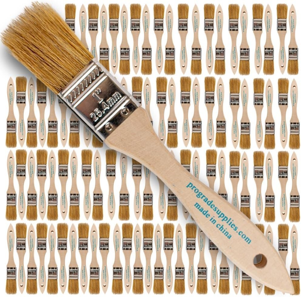 96-Pack 1" Chip Paint Brushes - Natural Bristles for Versatile Use