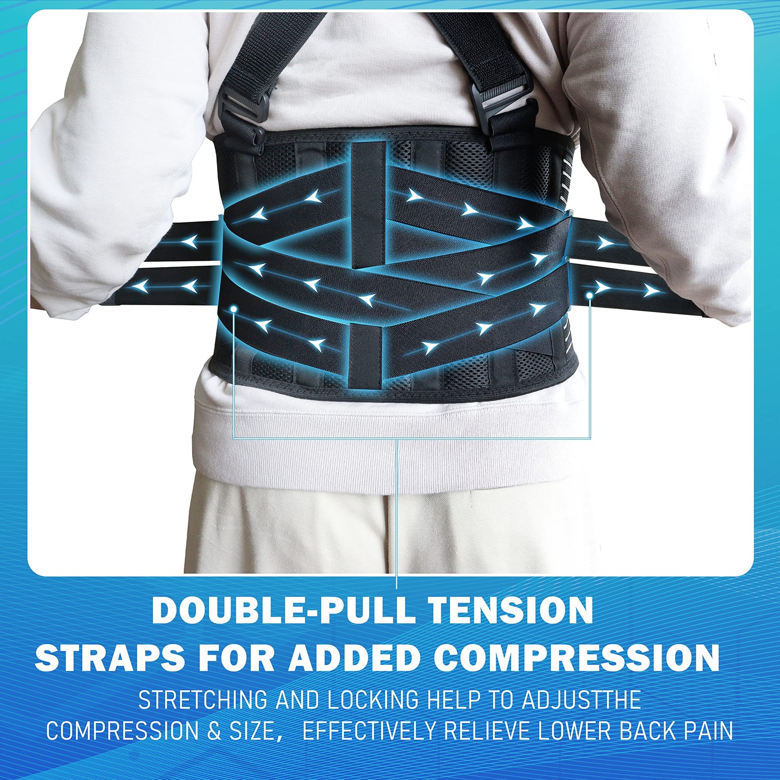 Plus Size 5XL/6XL Work Back Brace with Removable Suspender Straps, Posture Co...
