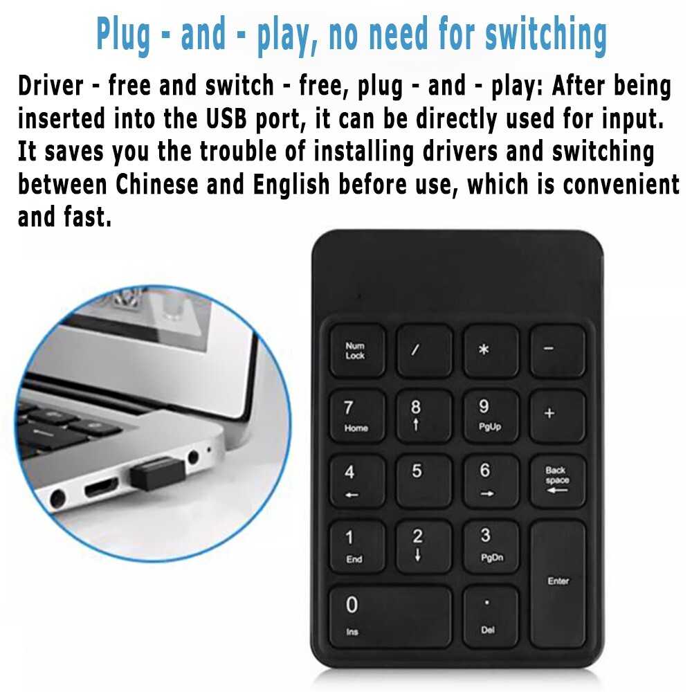 User-Friendly Wireless Bluetooth Digital Keypad - Compact Design, Big Function