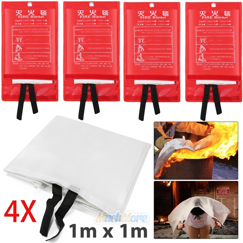 4X Emergency Fire Blanket Quick Release In Case For Home & Office Fire Survival