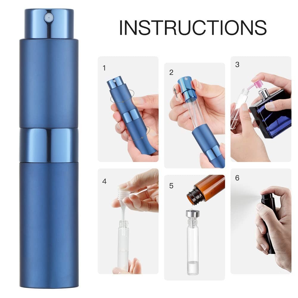 LISAPACK 8ml Travel Perfume Atomizer Spray Bottles 3Pack Portable Refillable