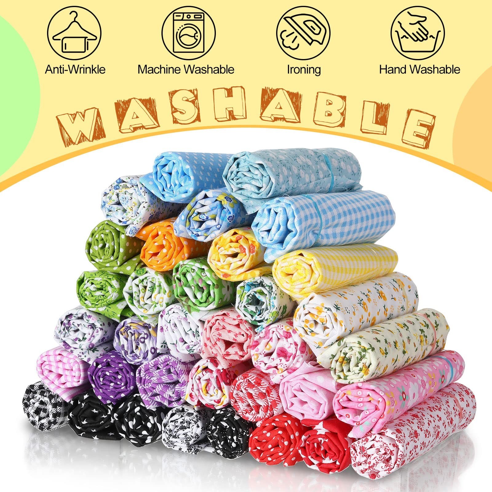 Macarrie 35 Pcs 100% Cotton Fabric Quilting Patchwork Fabric Fat Quarter for ...