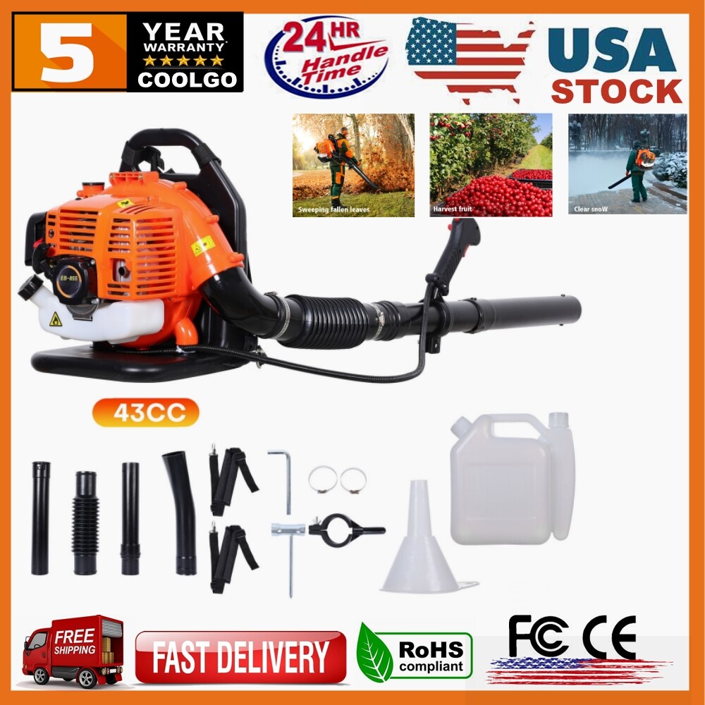 43CC Backpack Gas Leaf Blower Gasoline Powered Snow Blower 665CFM 2-Stroke
