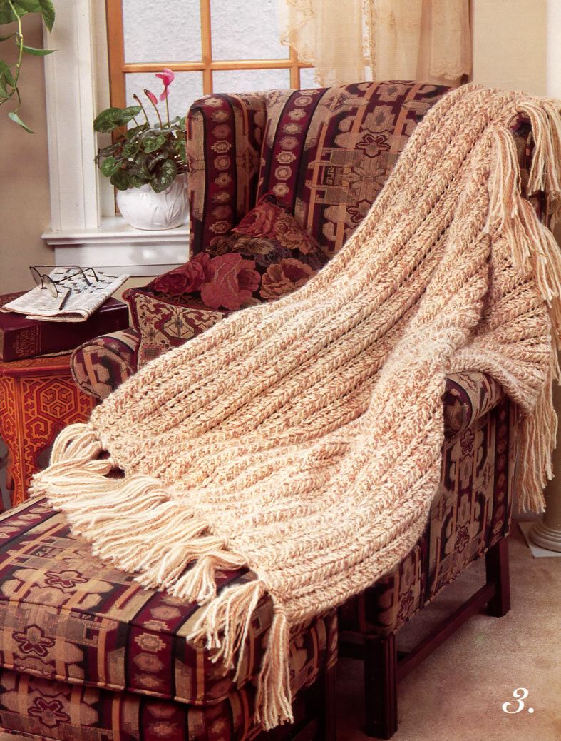 Patons "Decorator Throws to Knit" Afghan/throw pattern book 575FF NOS