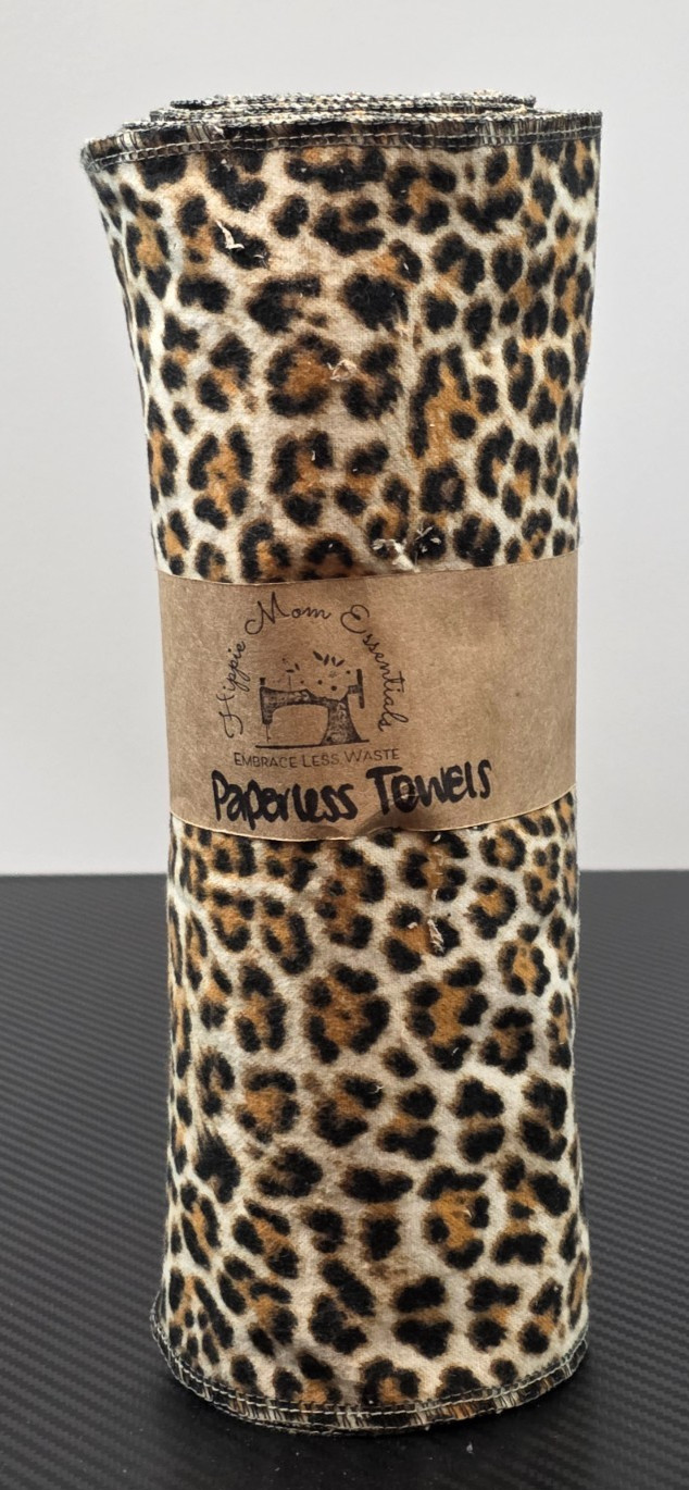 Hippie Mom Essentials 100% Cotton Leopard Print Paperless Towels