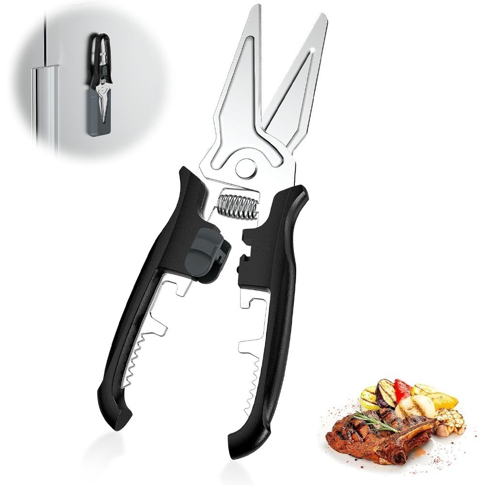 Multifunctional Kitchen Scissors with Magnetic Holder Safety Lock Heavy Duty