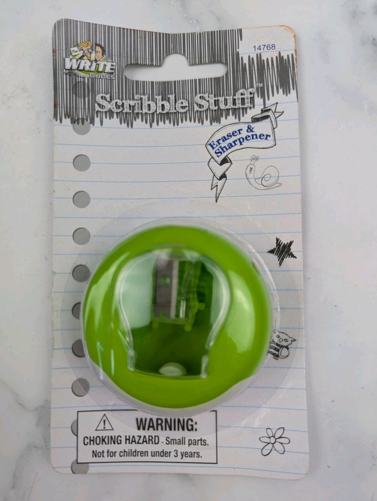 Scribble Stuff Pencil Sharpener with Eraser Green
