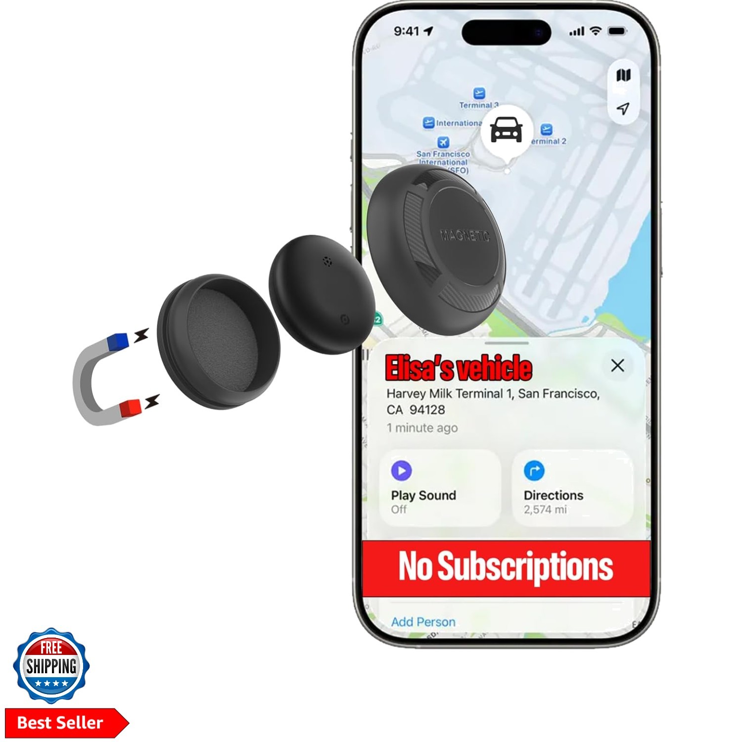 Magnetic Hidden GPS Tracker for Vehicles – 365 Days Battery Life, No Subscrip...