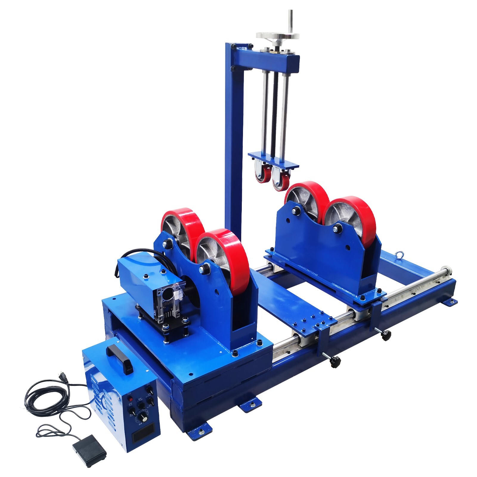 2T 110V Digital Display Welding Turning Roller w/ Sliding Rail and Press Wheel