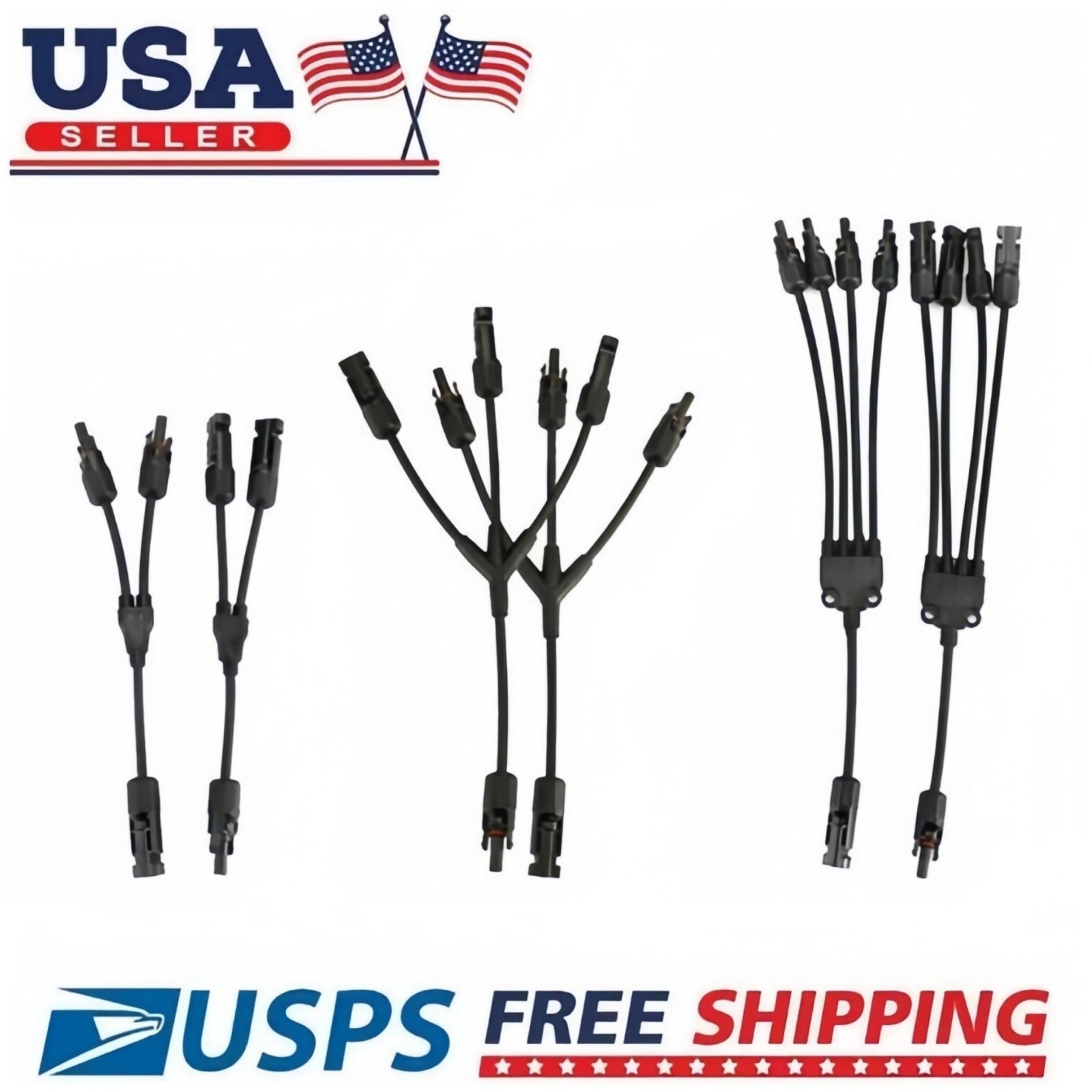 1 Pair Solar Cable Splitter Waterproof 2Y/ 4Y Branch Solar Panel Cable Connector