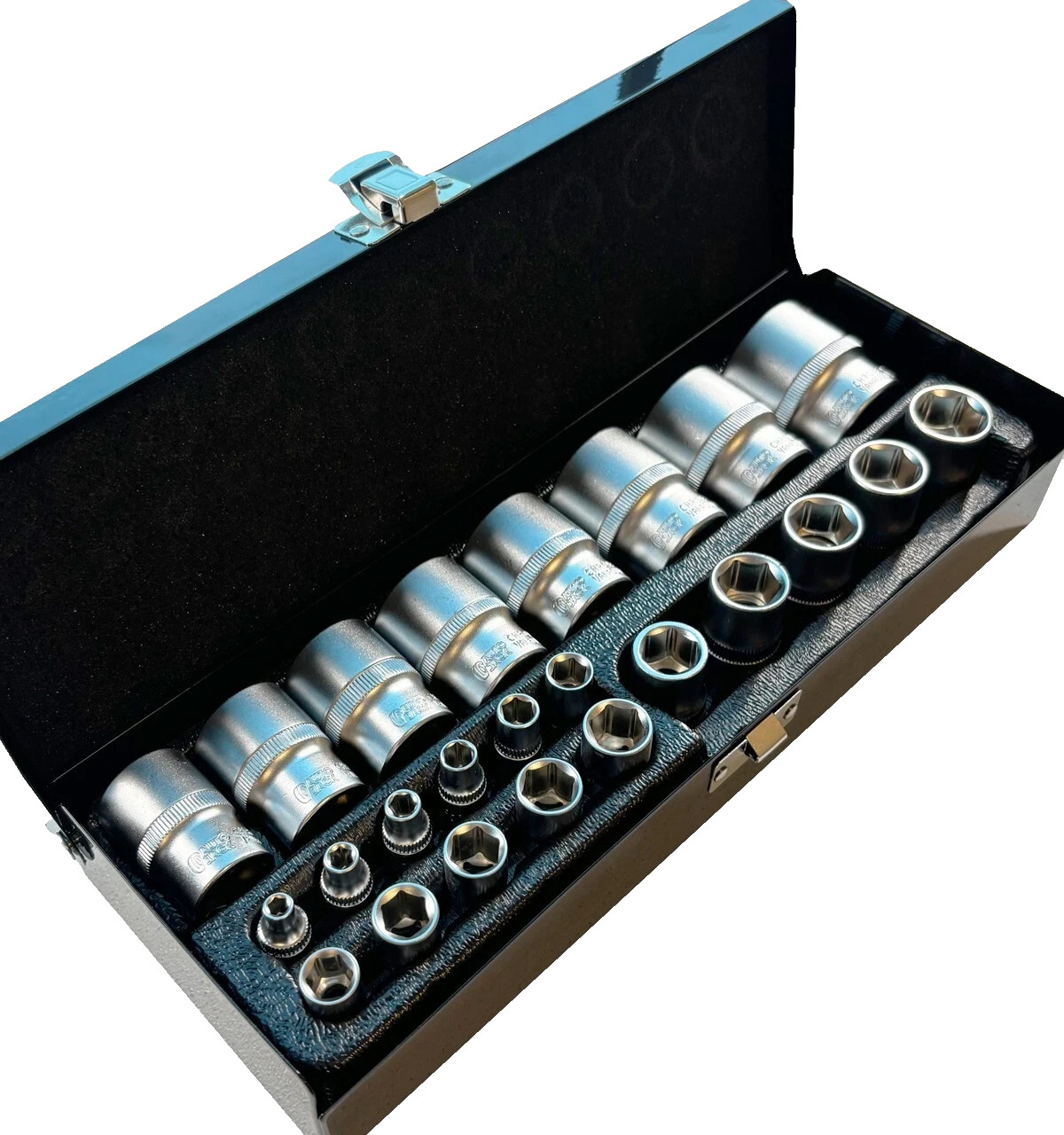Autojack 24pc SAE Socket Set 1/2in 1/4in Drive 6 Point Cr-V Sockets Case
