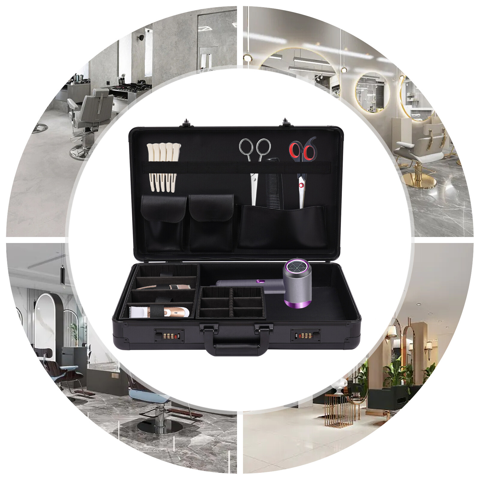 Professional Black Barber Suitcase with Digital Lock & Ample Storage