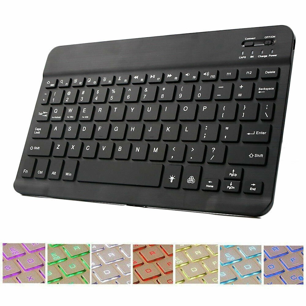 BLACK 10" Wireless Slim Bluetooth Keyboard Universal For iPad PC Laptop Tablet