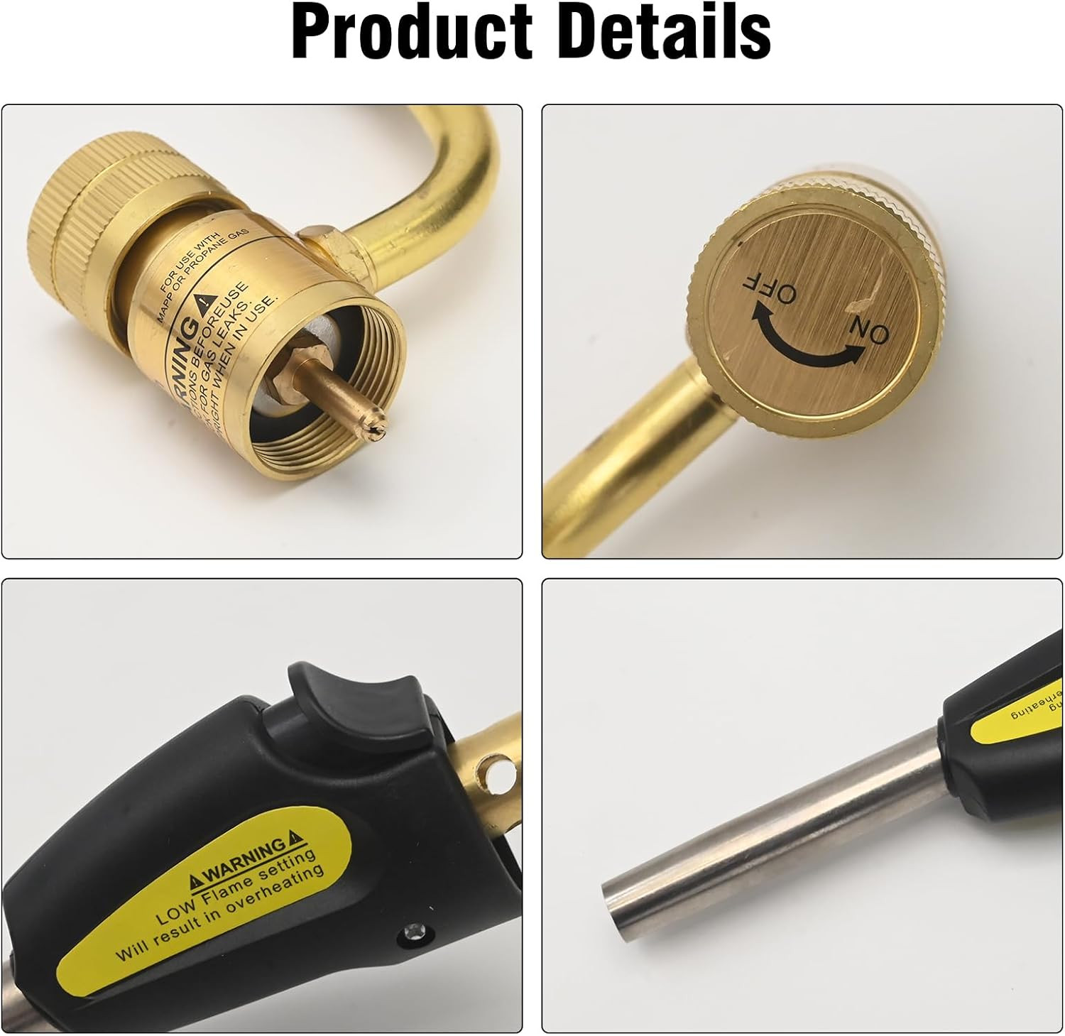Torch Tips with Gas Self-Ignition, Map-Pro/Lp Gas, Adjustable Flame Knob Brass T