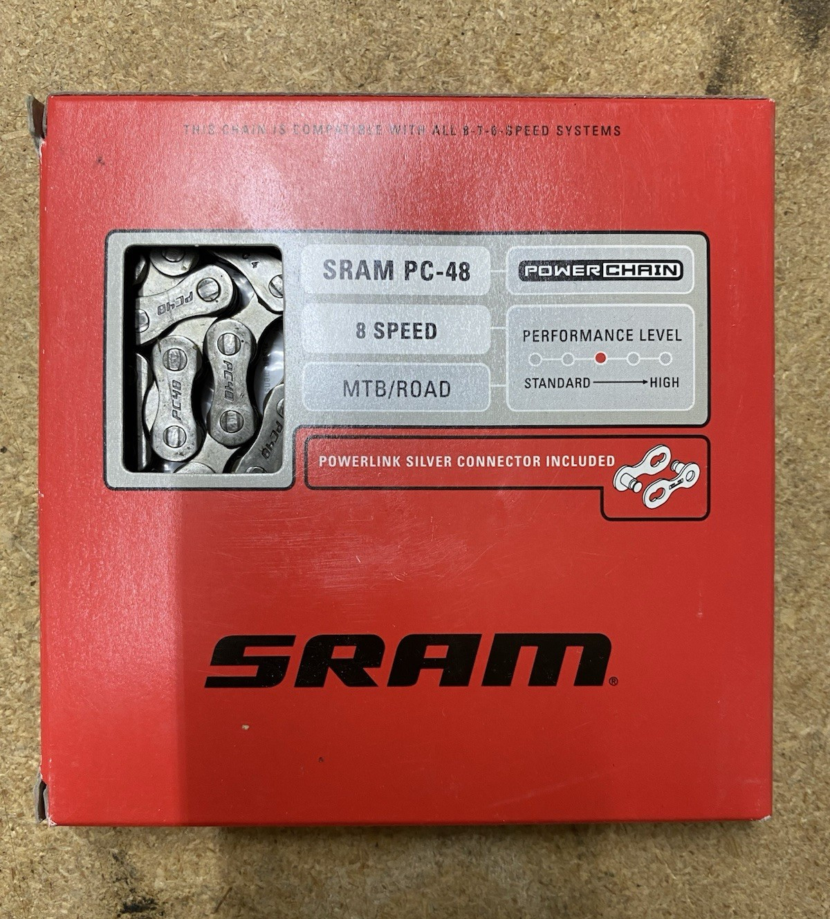 SRAM PC-48 8 Speed Steel Bicycle Chain Silver MTB/Road Bike 310g Master Link