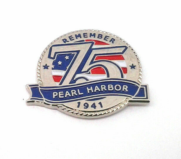 REMEMBER PEARL HARBOR 75TH ANNIVERSARY 1941 SILVER (1")Military Hat Pin 13100 HO