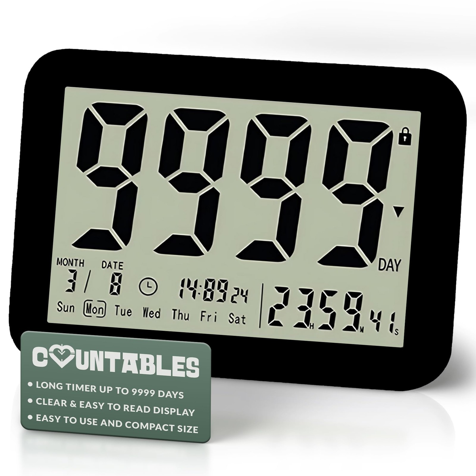 Countables 9999 Days Countdown Clock - Reusable Count Down Timer - Large Disp...