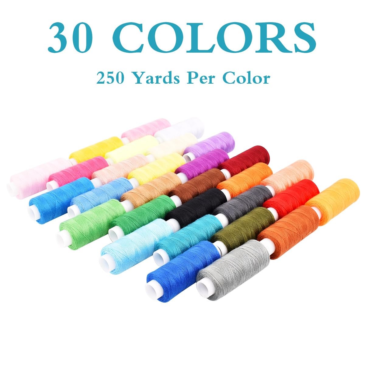 Sewing Thread Kit 30 Colors Polyester 250 Yard Each Spools Embroidery Machine