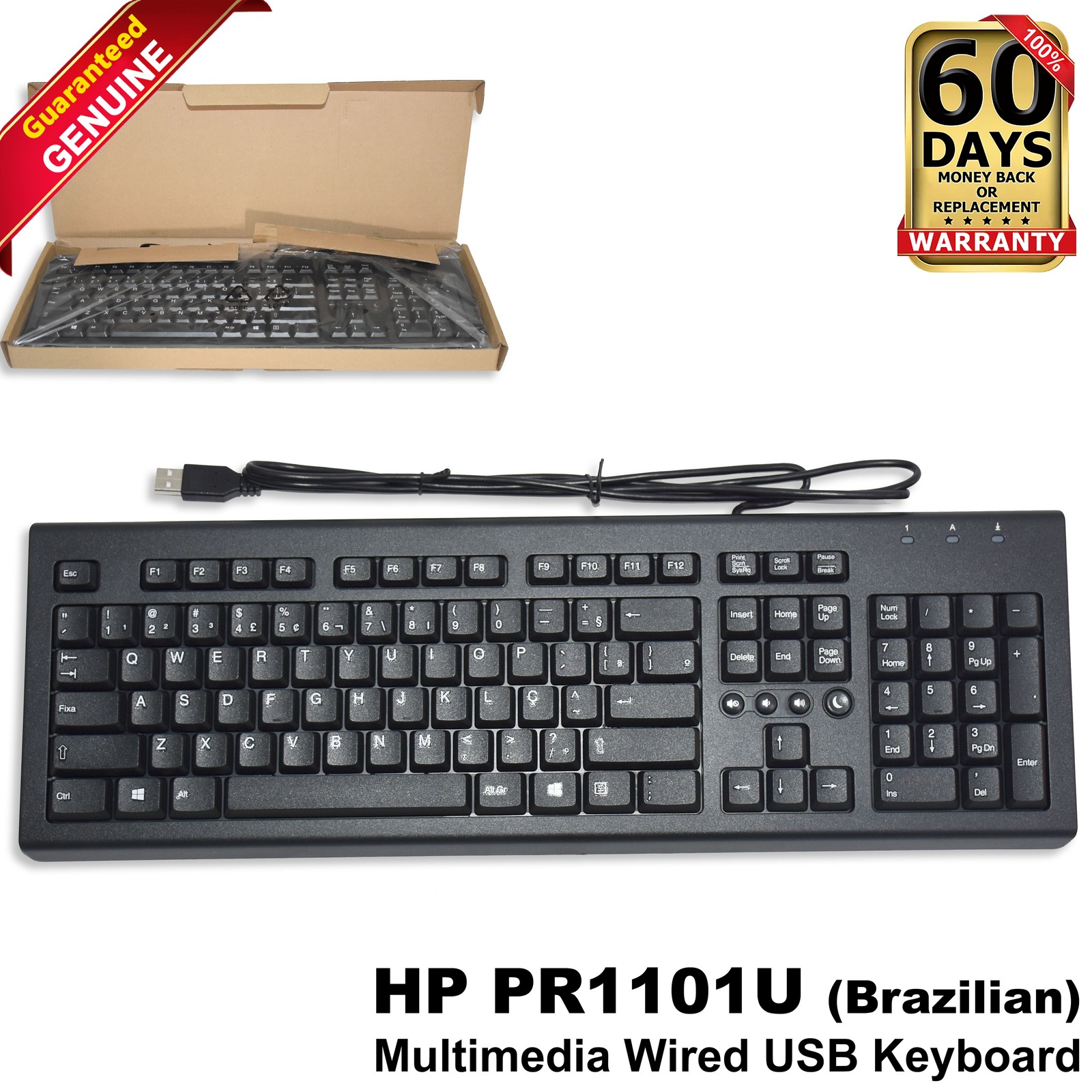 HP COMPAQ 505130-121 Brazilian USB Wired Desktop Keyboard PR1101U 697737-202