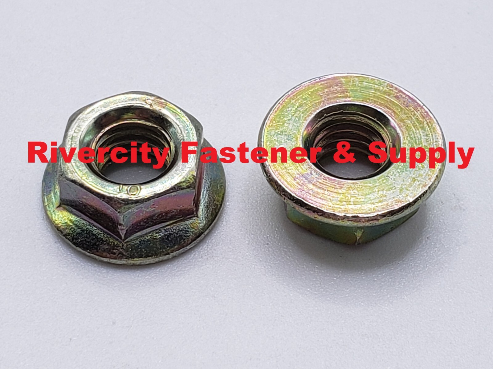 (25) M6-1.0 Flange Hex Nuts Yellow Zinc grade 10.9 Smooth Bottom  6mm M6x1.0